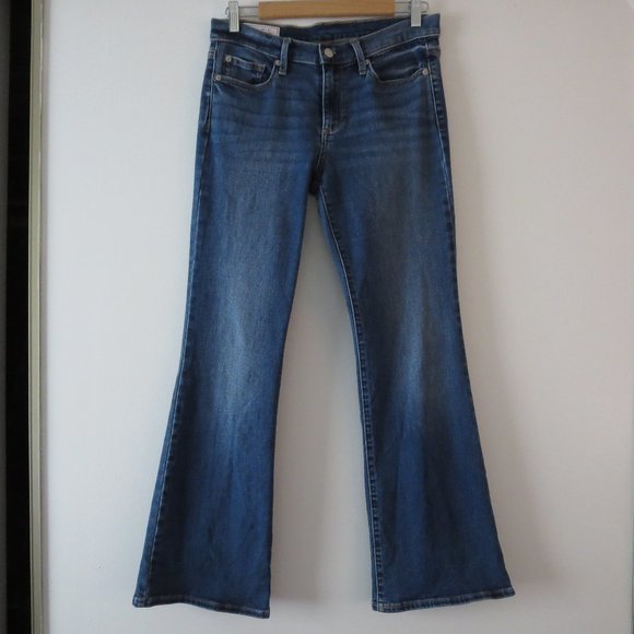 GAP Denim - GAP Mid Rise Perfect Boot Jeans with Washwell, Medium Indigo, 28 Petite